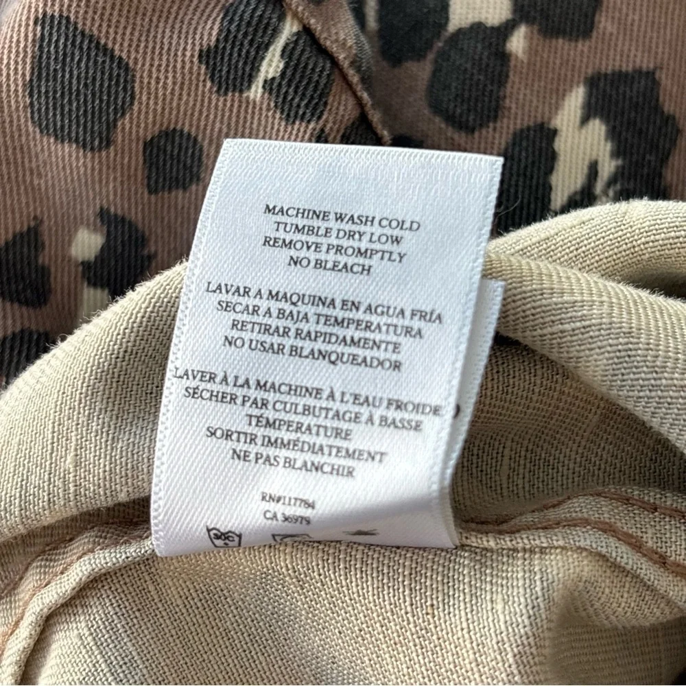 Rails Steffi Mountain Leopard-Print Cropped Button Up Jacket TencelLyocell Linen